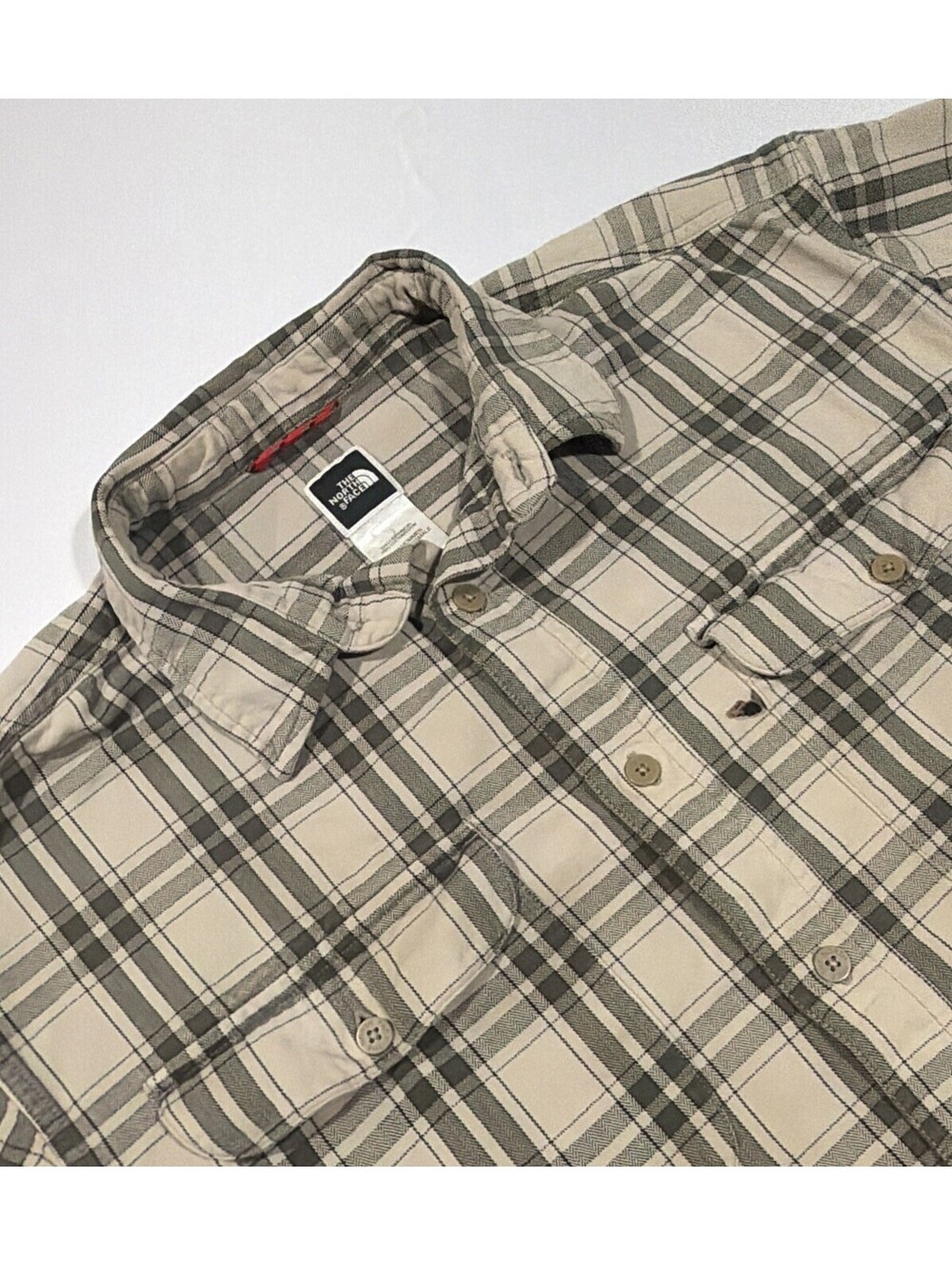 VTG Y2KThe North Face Plaid Flannel Button Shirt L.S. Hiking Brown/ Green Mens L